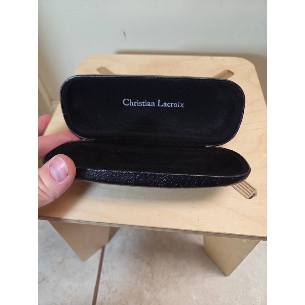 Christian Lacroix Black Textured Floral Paisley Hardshell Eyeglasses Case